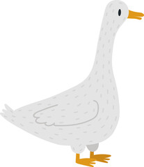 White goose standing cartoon drawing simple animal