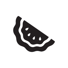 Watermelon Slice Silhouette Vector – Black Fruit Icon with Seeds on White Background.