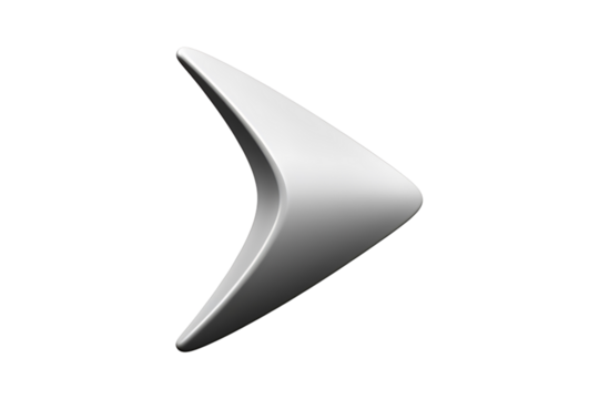 3D Metallic Arrow Icon with Transparent Background