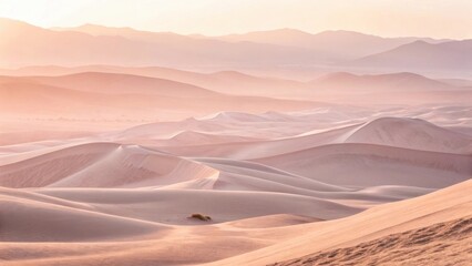 Stunning desert landscape with soft light and rolling sand dunes