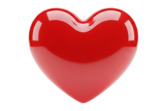 Glossy Red Heart with Transparent Background