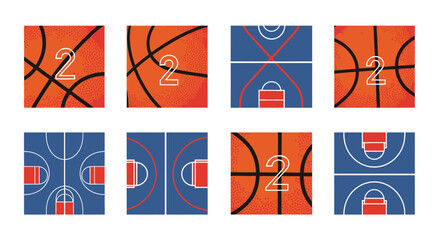 Basketball sports themed graphic, seamless design features texture and game elements, perfect for