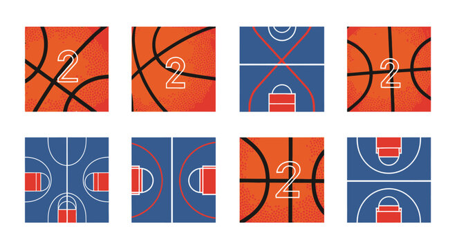 Basketball sports themed graphic, seamless design features texture and game elements, perfect for