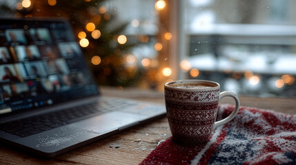 Virtual Event Header - Festive Home Office Scene - Seasonal Warmth