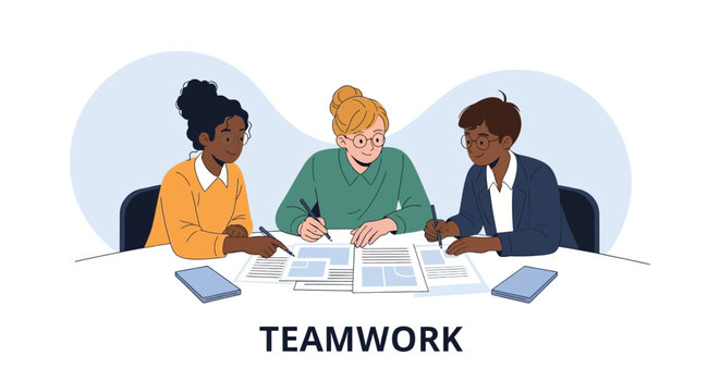 Collaborative project meeting showing diverse colleagues working effectively together