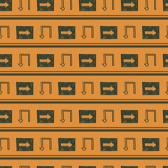 Seamless Stripe Pattern with Doodle Arrow Boxes and U-Shapes