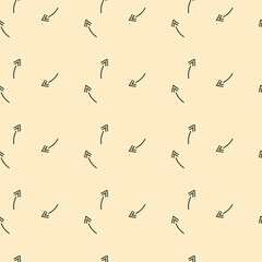 Minimalist Seamless Doodle Arrows Pattern on Pale Cream Background