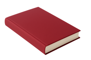 Red hardcover book isolated on transparent background