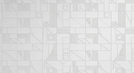 White geometric pattern with embossed lines and squares background texture