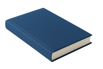 Classic blue hardcover book isolated on transparent background