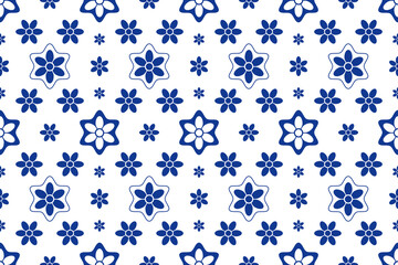 Abstract Modern Blue Flower Pattern Background. Seamless. Vector Illustration. Wallpaper