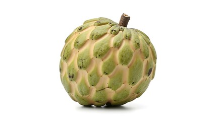Fototapeta premium Custard apple fruit with bumpy green skin isolated on white background