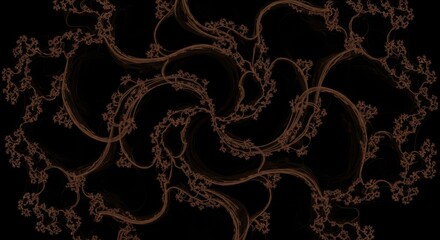 Complex intertwining fractal structure on stark black background illustration