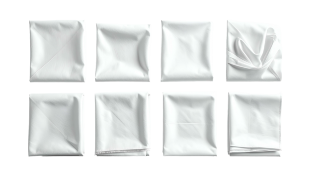 Neatly stacked, folded white fabrics, minimalist and clean backdrop