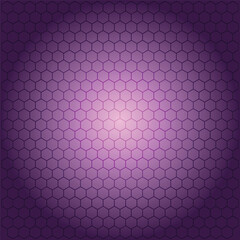 Vibrant purple hexagon pattern with a soft gradient light effect creating a modern technological backdrop for digital design