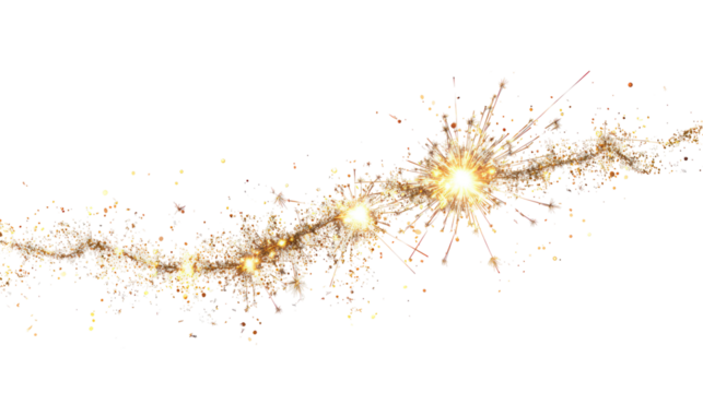 Sparkler fireworks trail glowing bright light isolated on transparent background