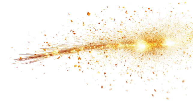 Explosion of bright sparks and light isolated on transparent background