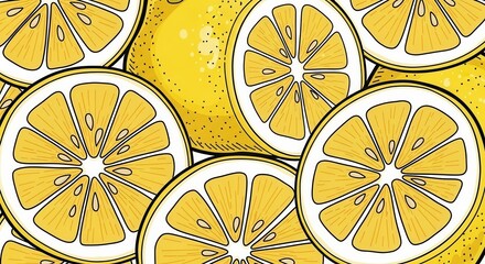 A Vibrant Citrus Symphony: An Abstract Composition of Lemon Slices