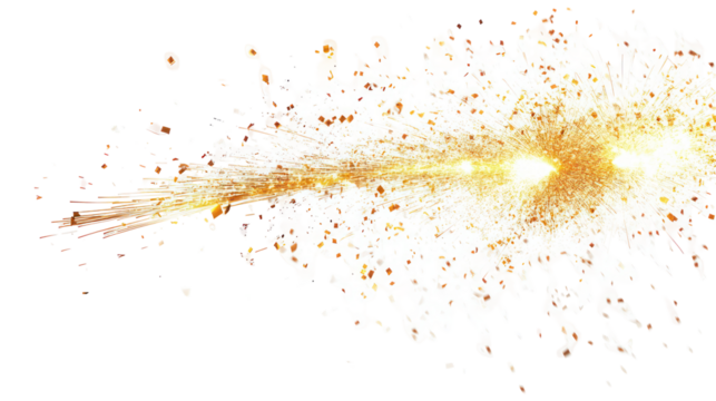 Bright white and orange explosion burst isolated on transparent background