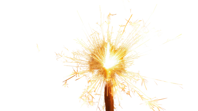Bright sparkler exploding with light and sparks isolated on transparent background - Powered by Adobe