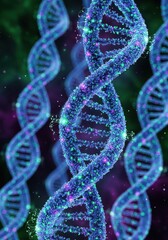 Digital rendering of DNA structure showcasing helix with vibrant colors