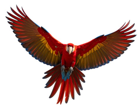  Vibrant Scarlet Macaw in Flight PNG - Powered by Adobe
