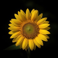 Illuminated sunflower against dark canvas, a botanical spotlight scene