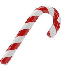 Sweet Christmas candy cane with red and white stripes, a festive holiday treat on a transparent background, PNG image