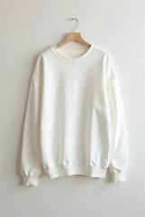 Plain white sweatshirt mockup on neutral background