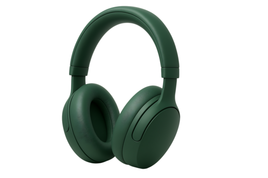 Stylish green headphone isolated on transparent background
