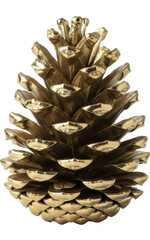 Golden Pine Cone Christmas Ornament for Holiday Decor on a transparent background, PNG image, PNG file