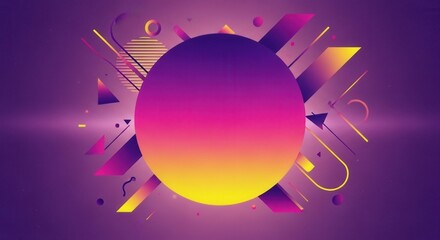 Dynamic geometrical shapes composition with vibrant gradient background