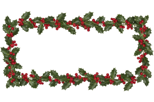 Christmas Holly Berry Frame on a transparent background PNG image PNG file - Powered by Adobe