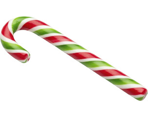Obraz premium Christmas striped candy cane, red and green, sweet holiday treat on a transparent background, PNG image, PNG file