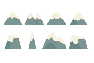Different mountain shapes with snow caps showing various altitudes in a simple graphic design format
