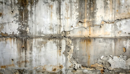 Weathered Concrete Wall Texture with Cracks and Stains for Background