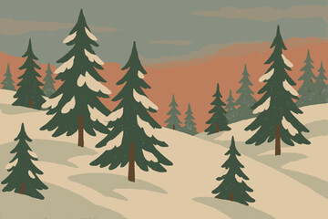 Obraz premium Snowy style bubbles chinese no landscape icon models pine typography marks modern