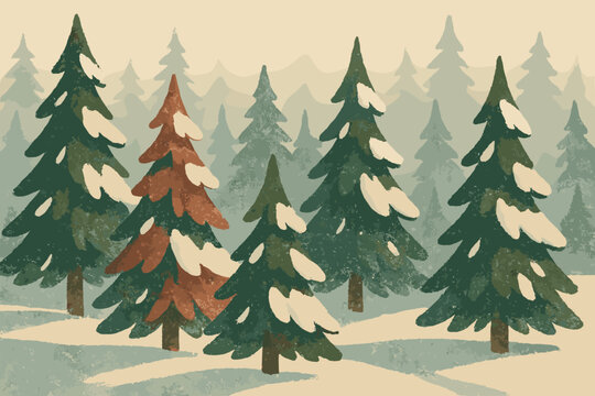 Product forest no any snowy flat vector icon labels workstation cohesive pine