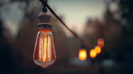 vintage edison light bulb glows warmly