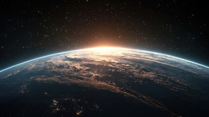 earth sunrise from space starry sky