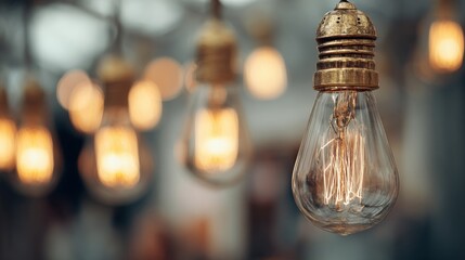 illuminated vintage light bulb warm glow