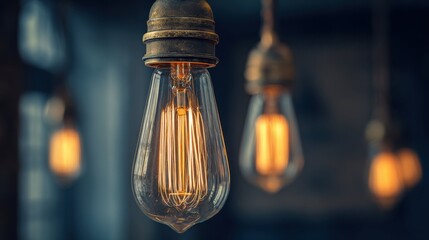 vintage Edison light bulbs glowing
