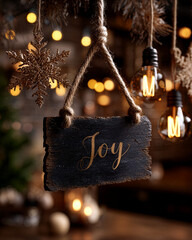 Seasonal Campaign Header - Rustic Joy Sign - Warm Ambience