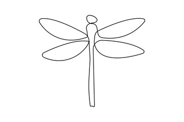 Dragonfly continuous one line drawing and minimalist style isolate outline vector illustration
