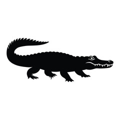 Fototapeta premium Alligator on land crawling Silhouette, Vector, Illustration
