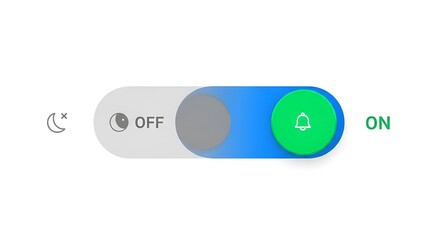 A toggle switch is shown in the on position with a bell icon indicating notifications are enabled on a device