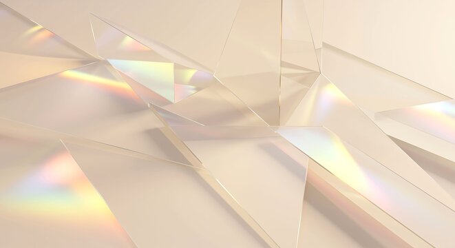 Abstract background with transparent geometric shapes and rainbo