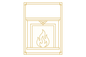 Modern fireplace design in minimalist style with golden accents suitable for contemporary homes