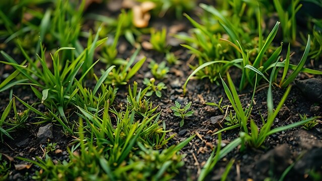 Textured grass and soil in earthy tones, highlighting nature conservation and environmental awareness.