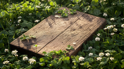 Fototapeta premium Summer Chickweed And Clover Vintage Wooden Fo